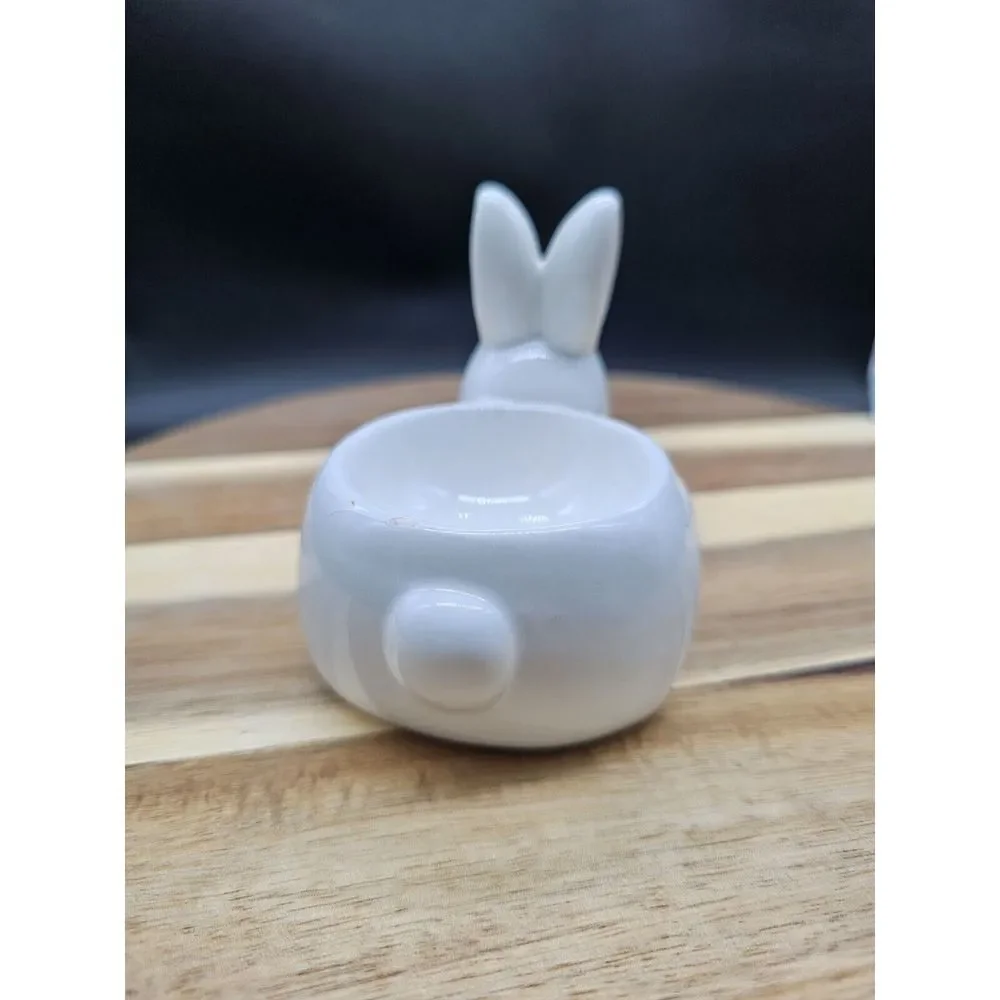 DEPARTMENT 56‎ EASTER BUNNY RABBIT Egg Holder Dish Bowl Ceramic Dept White Pink